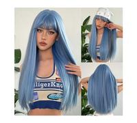 Pelucas Peluca sintética larga y recta for mujer, pelucas negras de uso diario con flequillo, fibra resistente al calor, Cosplay, pelo Natural for fiesta de Lolita Peluca de mujer(WL1085-3)