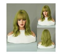 Pelucas Peluca verde Matcha for mujer, peluca de pelo Bob sintético, peluca ondulada hasta el hombro, peluca de pelo falso for fiesta de Cosplay for mujer, peluca de Halloween Peluca