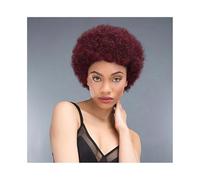 Pelucas Pelucas afro rizadas 99J, peluca corta de pelo corto estilo pixie, cabello humano color burdeos for mujeres negras Peluca de mujer