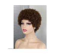 Pelucas Pelucas afro rizadas, pelucas cortas marrones, pelucas rubias de duendecillo, pelucas rizadas de cabello humano hechas a máquina Peluca de mujer(Dark Brown)