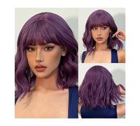 Pelucas Pelucas Bob onduladas cortas resistentes al calor for uso diario de Cosplay for mujer, peluca sintética Natural Bob marrón oscuro con flequillo for niña Peluca de mujer(WL1006-3)