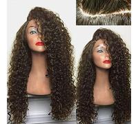 Pelucas Pelucas Calientes Pelucas Negras Africanas Señoras Cabello Pequeño Y Rizado Lado Cabello Largo Cabello Rizado Alta Temperatura Fibra De Seda Química Cabello Europa Y América (Marrón)