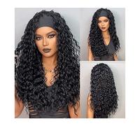 Pelucas Pelucas con diadema rizada for mujeres negras Diadema con ondas de agua profunda Pelucas sintéticas Pelucas largas resistentes al calor negras naturales for uso diario en fiestas Peluca