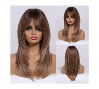 Pelucas Pelucas cortas de corte Pixie for uso diario de Cosplay de alta temperatura, pelo Natural marrón oscuro, peluca sintética recta en capas for mujeres negras Peluca de mujer(Wig LC259-5)