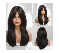 Pelucas Pelucas cortas de corte Pixie for uso diario de Cosplay de alta temperatura, pelo Natural marrón oscuro, peluca sintética recta en capas for mujeres negras Peluca de mujer(Wig LC259-8)