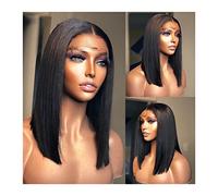 Pelucas Pelucas de cabello humano Bob corto con encaje Frontal 13x1, peluca Frontal de encaje recto, peluca con división en T con nudos blanqueados, cabello Remy indio prearrancado 13x4 Cabello Natura