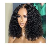 Pelucas Pelucas de cabello humano Bob corto y rizado profundo Peluca de cierre frontal de encaje transparente 8-16 "Peluca delantera de encaje de onda profunda sin cola 150% de densidad Cabello Remy b
