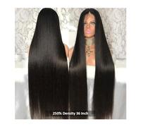 Pelucas Pelucas de cabello humano brasileño for mujer, densidad del 250, 13x4, 13x6, hueso transparente, recto, 30, 40 pulgadas, con encaje Frontal Cabello Natural(Color:13x6 Lace front Wig,Size:28inc