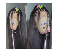 Pelucas Pelucas de cabello humano de encaje completo HD for mujeres 12-32 "Peluca frontal de encaje de cabello virgen brasileño transparente Peluca de cabello humano recto de hueso pre desplumado natu