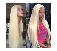 Pelucas Pelucas de cabello humano frontal de encaje transparente HD Cabello brasileño rubio Pelucas frontales de encaje 13x4# 613 Peluca frontal de encaje recto largo con cabello de bebé for mujeres