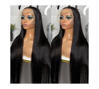 Pelucas Pelucas de cabello humano frontal de encaje transparente HD for mujeres negras Pelucas de cierre frontal de encaje recto de hueso Cabello Remy brasileño Pre arrancado con cabello de bebé Peluc