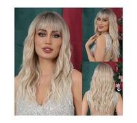 Pelucas Pelucas de fiesta for mujer, pelo falso Rubio rizado for Festival, resistente al calor, peluca ombré rubia de longitud media, pelucas de pelo sintético for Cosplay Peluca de mujer(LC7009-1)
