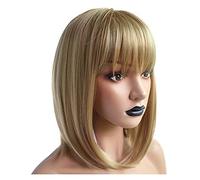 Pelucas Pelucas de Oro for Las Mujeres 7.8 '' Peluca de Pelo Corta de Bob con Flequillo Pelucas Rectas sintéticas Resistentes al Calor Natural for la Fiesta Diaria Cosplay Peluca