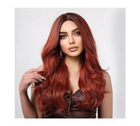 Pelucas Pelucas de pelo sintético rizado largo de cobre rojo for mujer, Cosplay, naranja, rojo, parte media, peluca resistente al calor for fiesta con ondas naturales Peluca de mujer