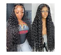 Pelucas Pelucas delanteras de encaje de onda de agua for mujeres Pre arrancadas con cabello de bebé Pelucas de cabello humano rizado de onda larga de 14-38 "Pelucas de cierre de encaje de onda de cabe
