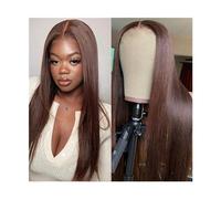 Pelucas Pelucas delanteras de encaje recto marrón oscuro Pelucas delanteras de encaje de cabello humano 13x4 for mujeres negras # 4 Peluca de encaje de cabello Remy brasileño marrón chocolate con pelo