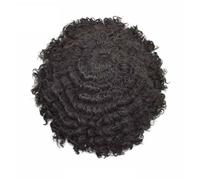 Pelucas Pelucas for hombres, peluquín afro rizado for hombres, parte superior mono transpirable y perímetro de PU, prótesis capilar de cabello masculino, unidad de sistema de reemplazo de 6 ", peluca