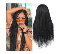 Pelucas Pelucas for mujeres Afro negras, trenzas y pelucas trenzadas en caja sintéticas largas y rectas de 26 pulgadas, trenzas torcidas sintéticas de alta calidad Peluca de mujer(1B)