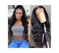 Pelucas Pelucas frontales de encaje ondulado de 13x4, de 16 a 22 pulgadas, de cabello humano indio prearrancado, con encaje suizo. Peluca de mujer(16inches)