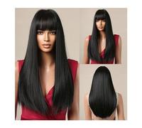 Pelucas Pelucas largas y rectas de pelo negro resistente al calor for mujeres, pelucas sintéticas de pelo Natural, Cosplay diario Peluca de mujer(LC2126-1)