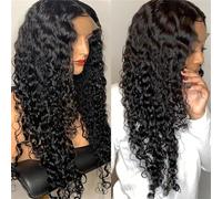 Pelucas Pelucas onduladas de agua sin pegamento, pelucas delanteras de encaje 13x4 con parte en T prearrancadas, pelucas delanteras de encaje de cabello humano mojado y ondulado de densidad 180% con p