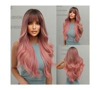 Pelucas Pelucas onduladas largas de color burdeos, peluca roja vino con flequillo for mujeres, peluca sintética diaria for Cosplay del pelo, fibra resistente al calor Peluca de mujer(LC6018-1)