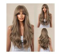 Pelucas Pelucas onduladas largas de color burdeos, peluca roja vino con flequillo for mujeres, peluca sintética diaria for Cosplay del pelo, fibra resistente al calor Peluca de mujer(LC1088-1)