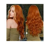 Pelucas Pelucas Peluca de mujer ondulada larga de color naranja brillante Pelucas sintéticas naturales con flequillo for mujeres negras Fiesta diaria Cosplay Pelucas para Mujer