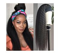 Pelucas Pelucas rectas sin pegamento, peluca de cabello humano con diadema con banda for la cabeza, diadema brasileña Yaki, pelucas de cabello humano for mujeres negras Peluca de mujer(Color:150 Densi