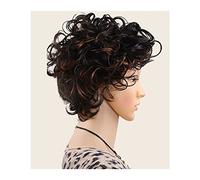 Pelucas Pelucas rizadas for mujeres Peluca corta Negro Cabello rizado Mixto Marrón Afro Peluca Sintética Cosplay Peluca Cabello Natural