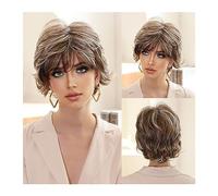 Pelucas Pelucas rubias claras rectas sintéticas for fiestas diarias Peluca corta resistente al calor rubia plateada Retro Bob con flequillo for mujeres Peluca de mujer(Color:MW1061-1)