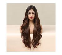Pelucas Pelucas sintéticas con malla Frontal ondulada de cuerpo largo marrón, peluca Frontal de encaje transparente Natural for mujer, Cosplay prearrancado resistente al calor Peluca de mujer