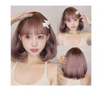 Pelucas Pelucas sintéticas de color marrón claro, corte Bob corto liso con peluca con flequillo for mujeres blancas, fiesta diaria coreana, pelo resistente al calor for Cosplay Peluca de mujer(LC6226-