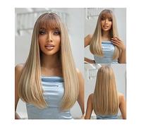 Pelucas Pelucas sintéticas largas y rectas de color gris y rubio con flequillo for mujeres blancas, Cosplay de Lolita, peluca de pelo Natural for fiestas, resistente al calor diario Peluca