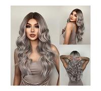 Pelucas Pelucas sintéticas Ombre de 24 pulgadas de largo for mujer, peluca de parte media, pelucas de Cosplay onduladas de temperatura de alta densidad resistentes al calor Peluca de mujer
