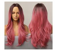 Pelucas Pelucas sintéticas onduladas de color rosa largo y largo for mujer Pelucas coloridas del pelo de la fiesta diaria de Cosplay Cabello Natural (Color : A)