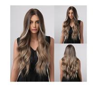 Pelucas Pelucas sintéticas onduladas de cuerpo largo for mujer, parte media, fibra resistente al calor, uso diario, pelo Afro Natural negro Peluca de mujer(LC1004-1)