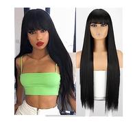 Pelucas Pelucas sintéticas Pelucas largas y rectas con flequillo for mujer Fiesta de cosplay negra Uso diario Cabello natural Peluca de mujer (Color : 8)