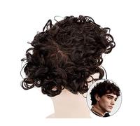 Pelucas que cubren la calvicie de los hombres, Peluca rizada de 25mm, Mono fino, prótesis de cabello masculino, peluquín for hombres #2, sistema de reemplazo de cabello humano indio, peluca rizada mas