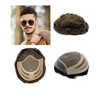 Pelucas que cubren la calvicie de los hombres, Postizo for hombres Sistemas de reemplazo de cabello humano indio Tupé for hombres Cabello duradero for hombres Unidad de 8 * 10 pulgadas Mono Encaje Bas