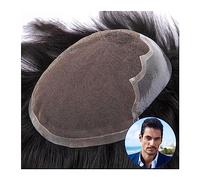 Pelucas que cubren la calvicie de los hombres, Prótesis de cabello masculino Sistemas de reemplazo de cabello humano Remy Encaje francés transpirable y base de PU Pelucas de cabello lacio natural for
