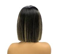 Pelucas rectas de hueso con frente de encaje 2x6, cabello negro con resaltado, peluca sin pegamento de cabello humano 15A de densidad 200 for mujeres (190 g)(1B/27)