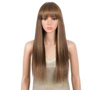Pelucas rectas rubias destacadas de la moda con flequillo for mujeres negras Cabello humano Ninguna peluca sin cola delantera del cordón Wiglets(28 inch)