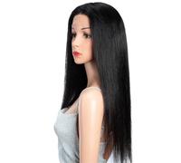 Pelucas rectas sedosas del cabello humano sin pegamento, pelucas delanteras del cordón del cierre 4X4 for las mujeres negras negro natural Wiglets(22 inch)