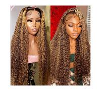 Pelucas Resalte Ombre Deep Wave 13X4 HD Peluca delantera de encaje Brasileño Cabello humano Rubio Onda de color Pelucas rizadas Cabello Remy 8-32 "Peluca de encaje transparente rizada larga Peluca de