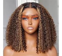 Pelucas Rizadas 13X4 Peluca Delantera De Encaje Pelucas De Cabello Humano Peluca Corta De Onda Profunda Marrón Ombre Para Mujeres