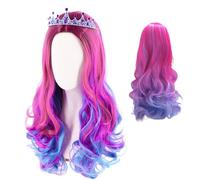Pelucas Rizadas Largas para Cosplay de Mujer, Pelucas de Niñas Morado Azul Rosa Mixto, 70cm Peluca Larga Ondulada Natural Tono Degradado, para Chicas Cosplay Anime Disfraz Carnaval Mascarada