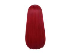 Pelucas rojas largas for mujer, pelo sintético, peluca recta sedosa con flequillo, disfraz diario de fiesta Drag Queen, 1 ud(Red)