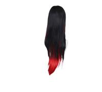 Pelucas rojas y negras for mujer, pelo largo sintético, peluca recta con flequillo, disfraz de Drag Queen, salón Cosplay ombré, 1 ud(Red Mixed Black)