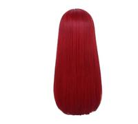 Pelucas rubias largas for mujer, pelo sintético liso con flequillo for Cosplay, fiesta diaria, disfraz de película Anime Drag Queen, 1 ud(Red)
